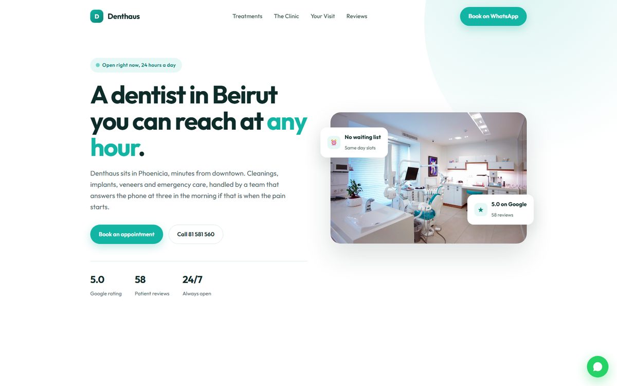 Denthaus dental clinic website concept