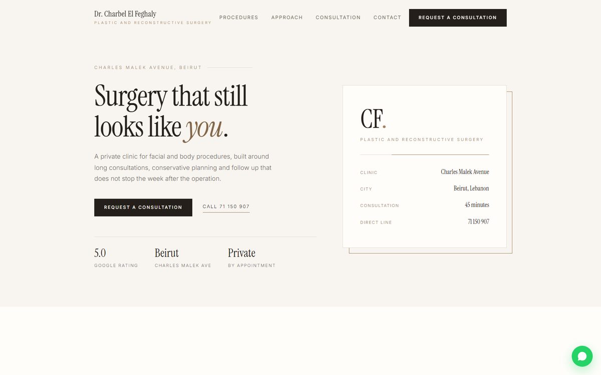 Plastic surgery clinic website concept, Beirut