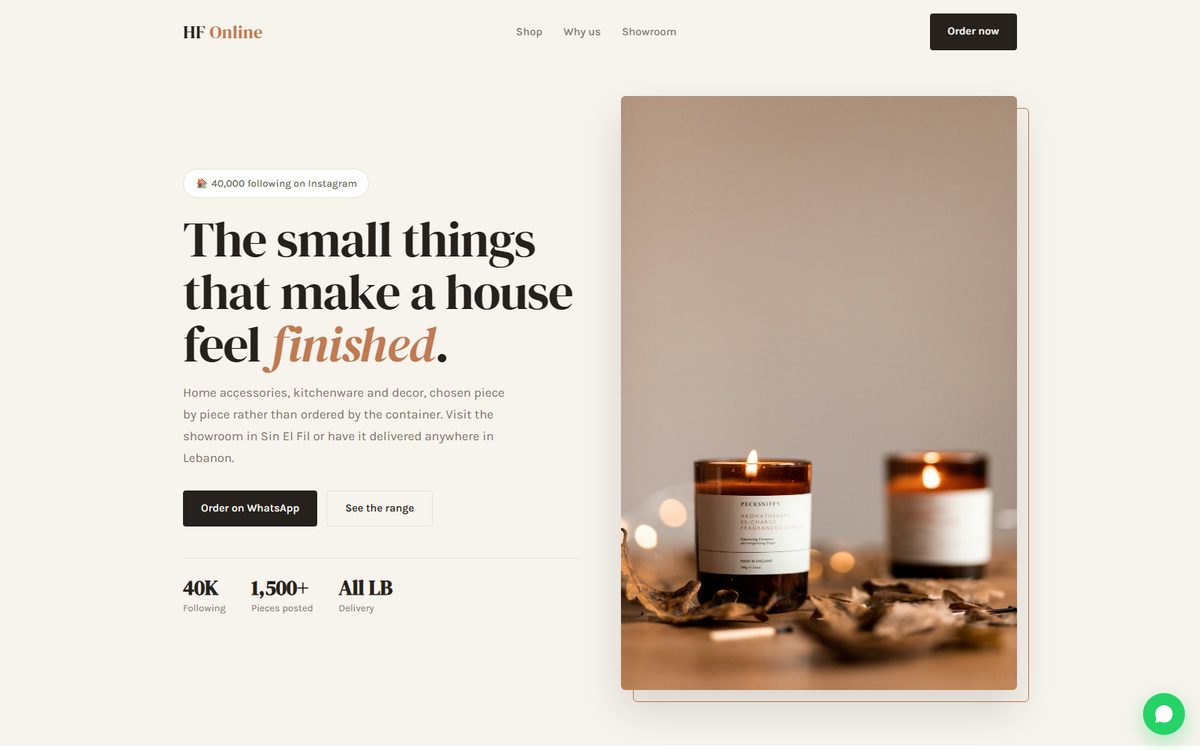 HF Online home accessories website concept