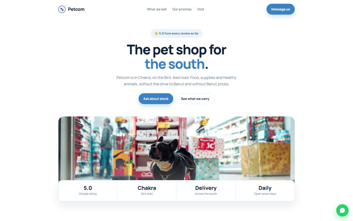 Petcom pet shop website concept