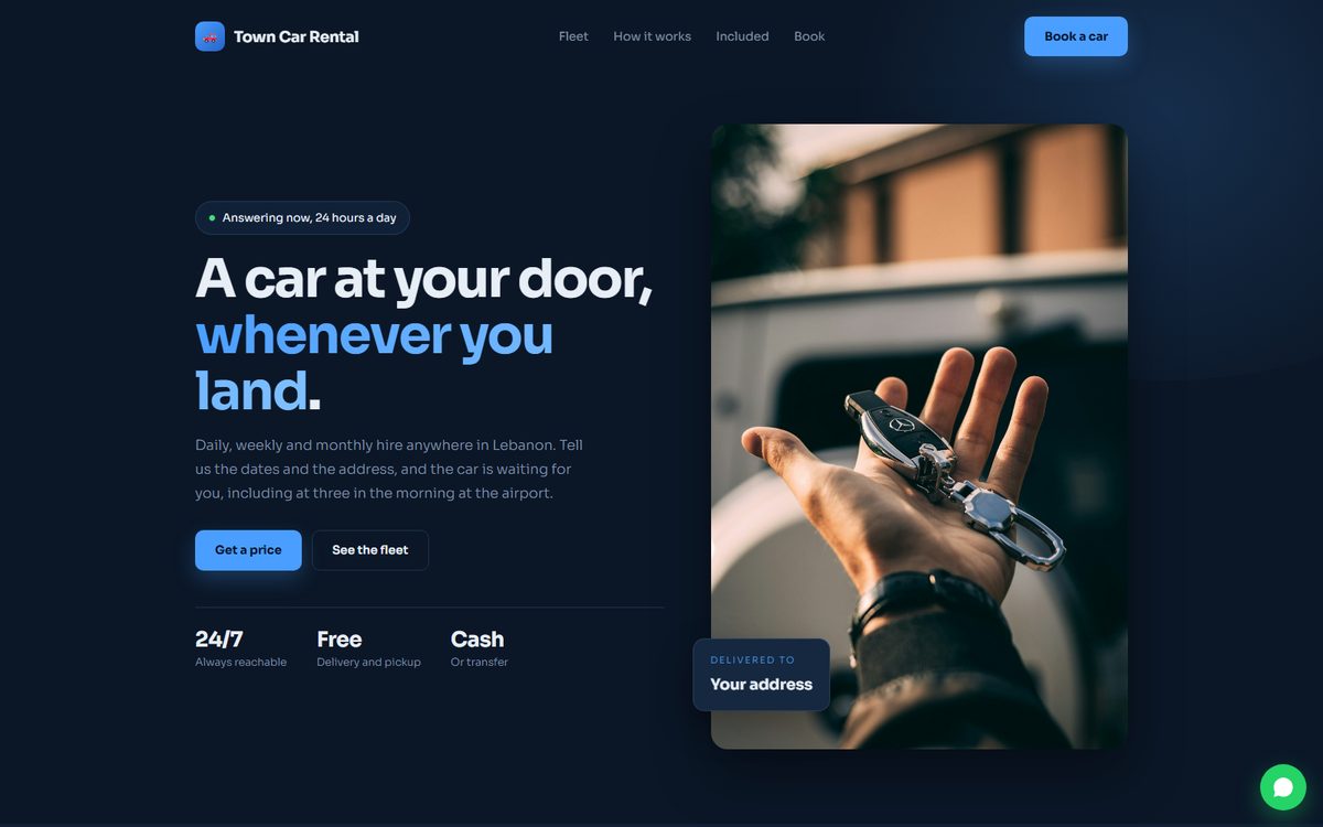 Town Car Rental car hire website concept